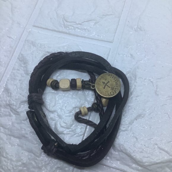 Multi Layer Braided Faux Leather Unisex Bracelet - Sagittarius - Picture 6 of 7